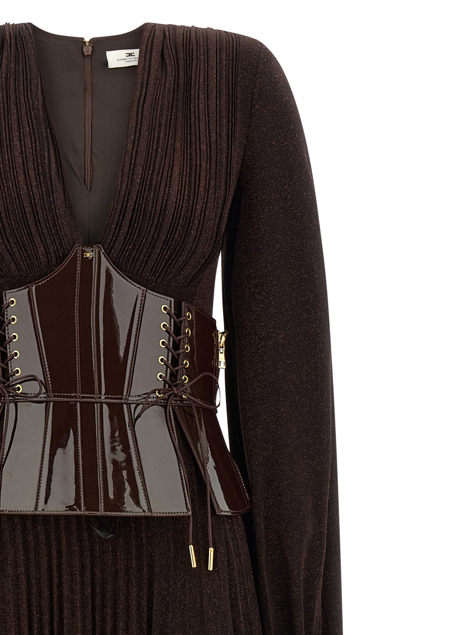 Elisabetta Franchi Braunes Viskose-Maxikleid
