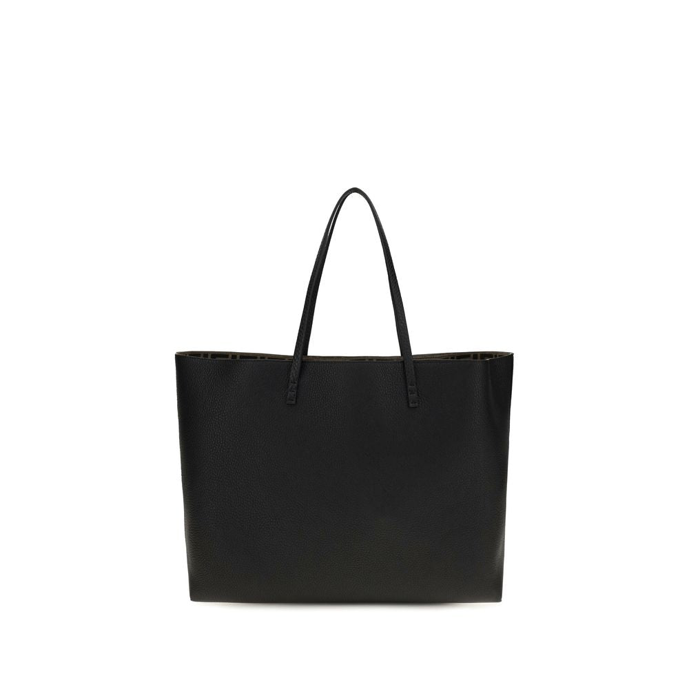 Fendi Schwarze Bos Taurus Kalbsleder Schultertasche