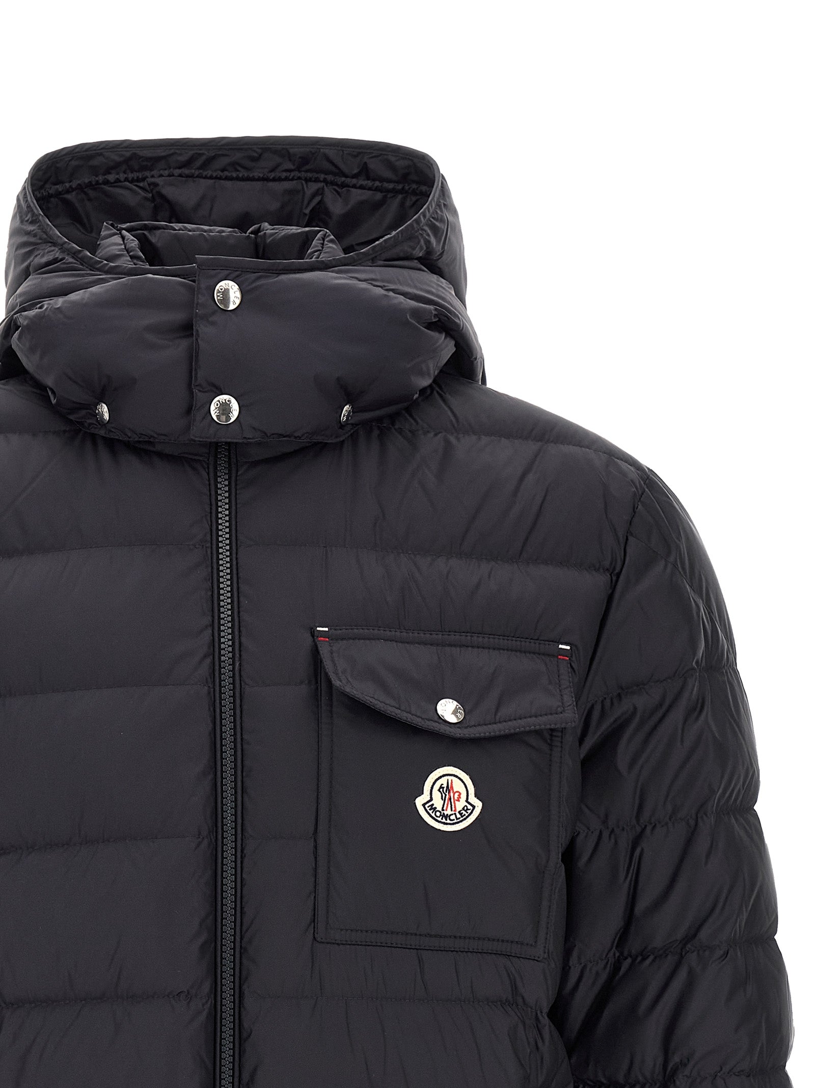 Moncler Blaue Polyamid-Jacke in voller Länge