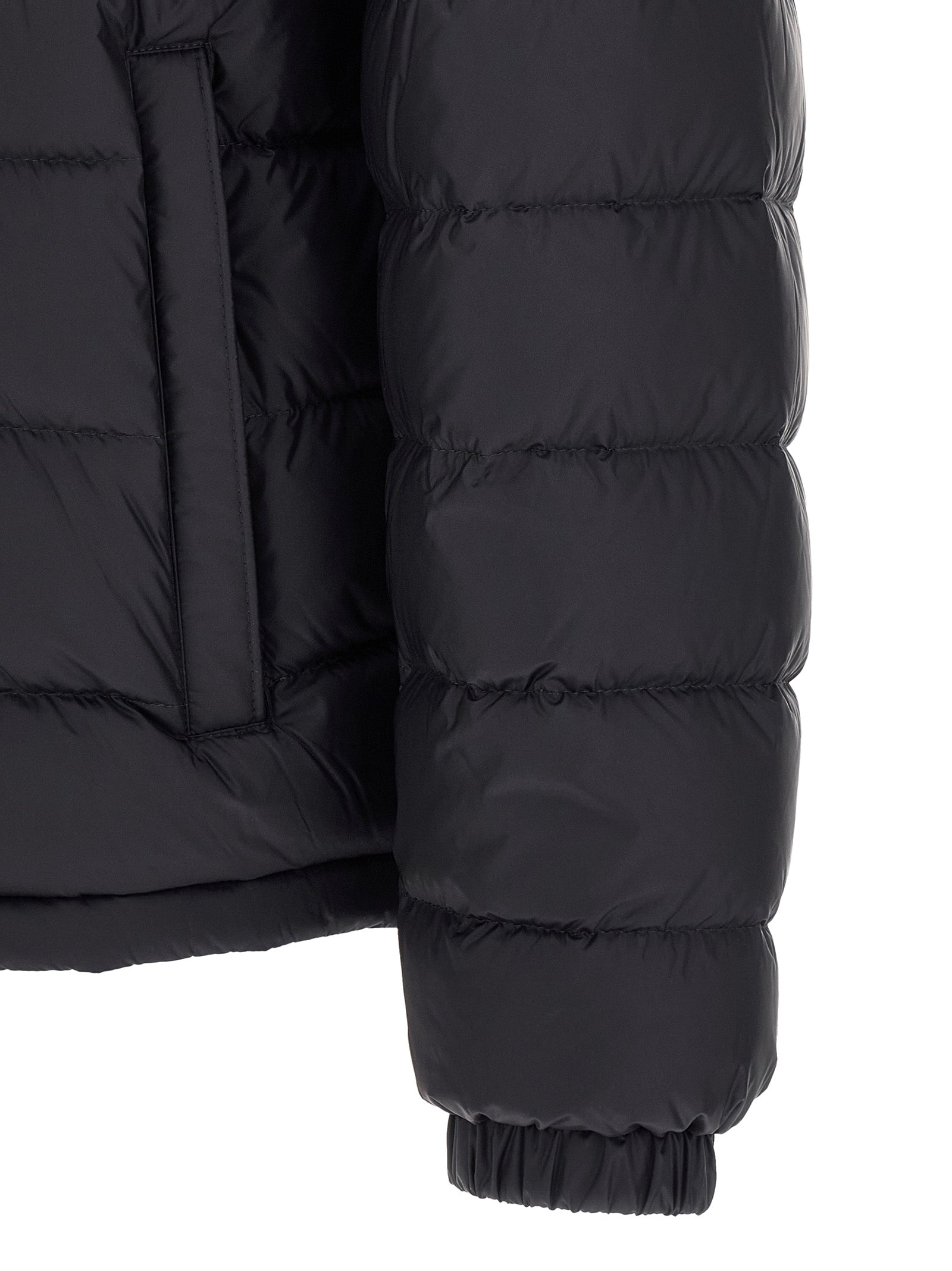 Moncler Blaue Polyamid-Jacke in voller Länge