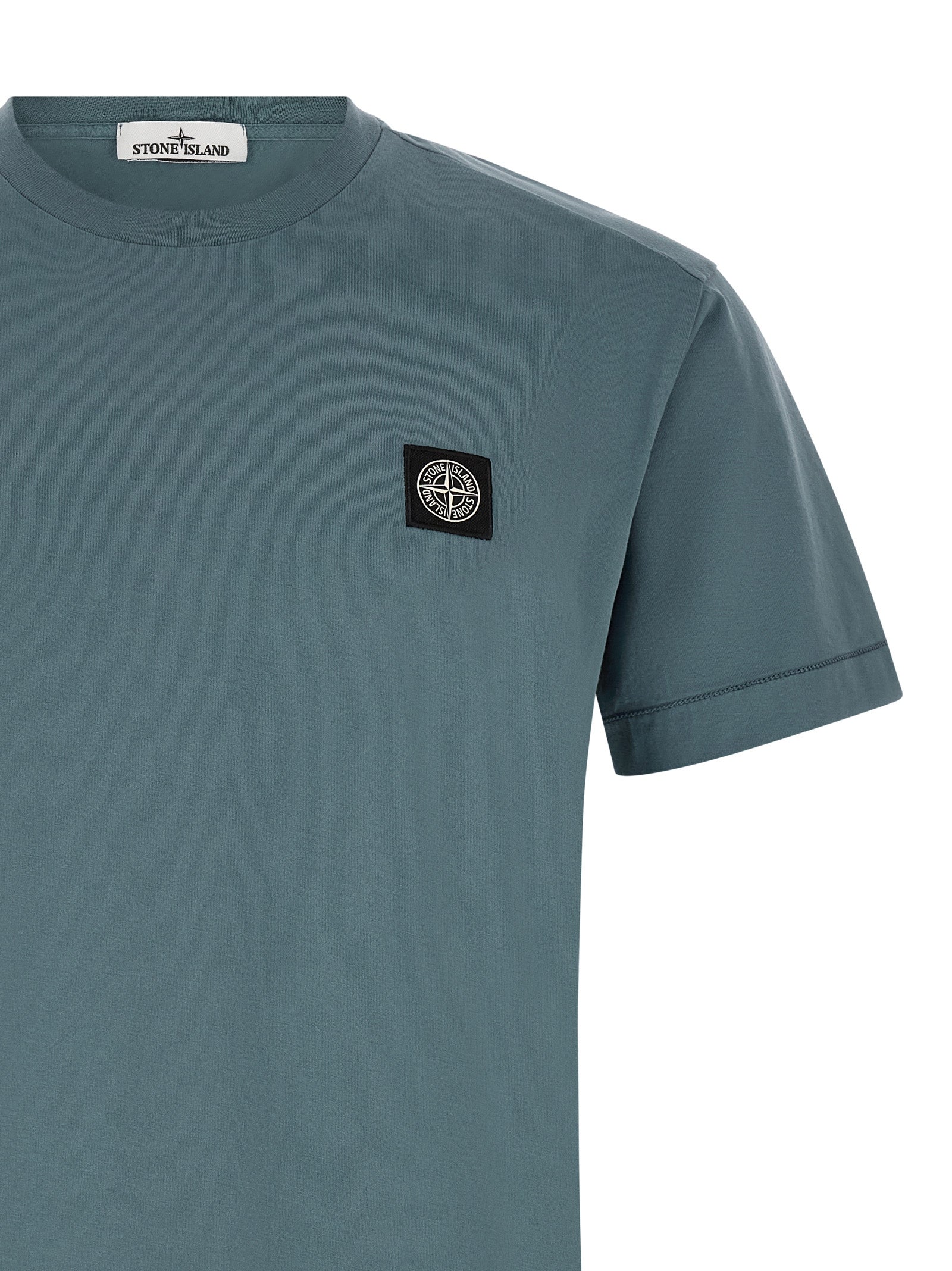 Stone Island Blaues Baumwoll-T-Shirt