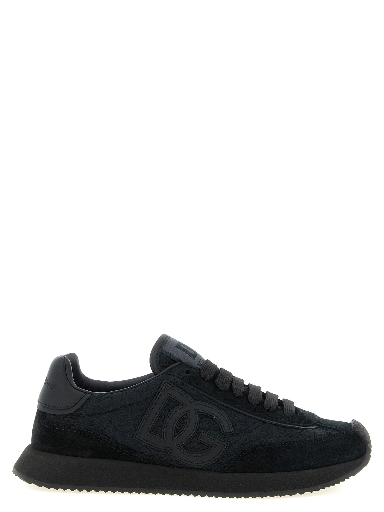 Dolce & Gabbana Schwarze Leder-Sneaker im Athletic-Stil
