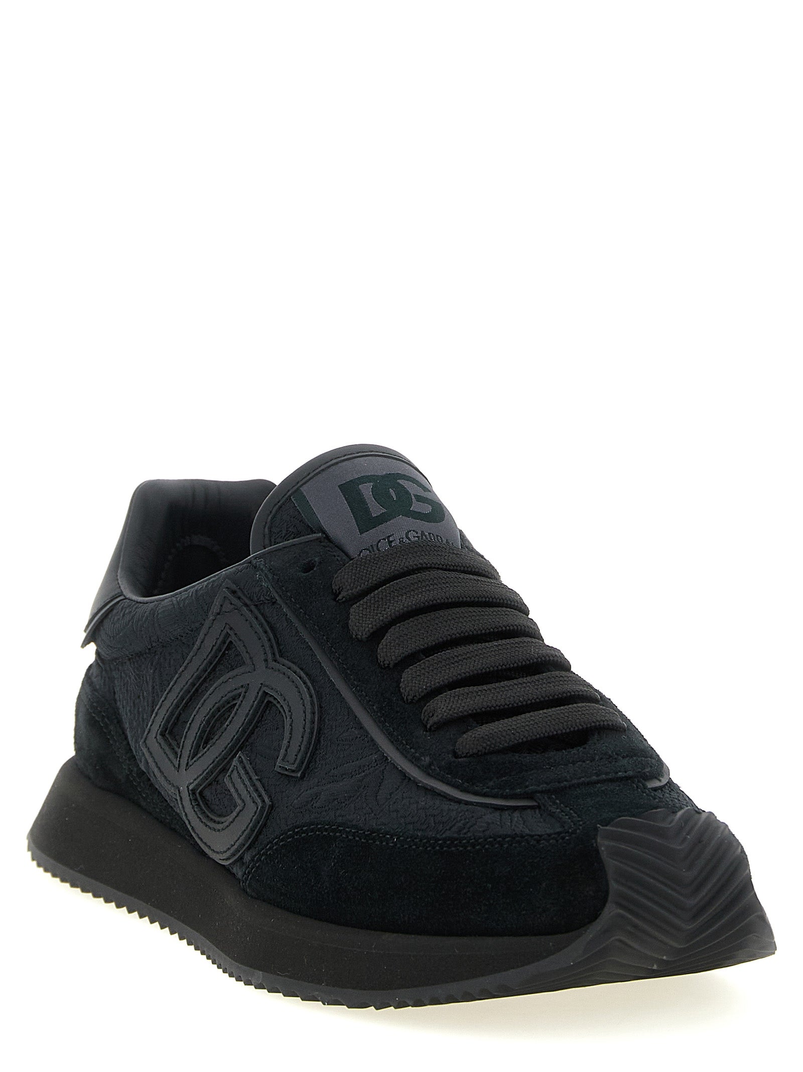Dolce & Gabbana Schwarze Leder-Sneaker im Athletic-Stil