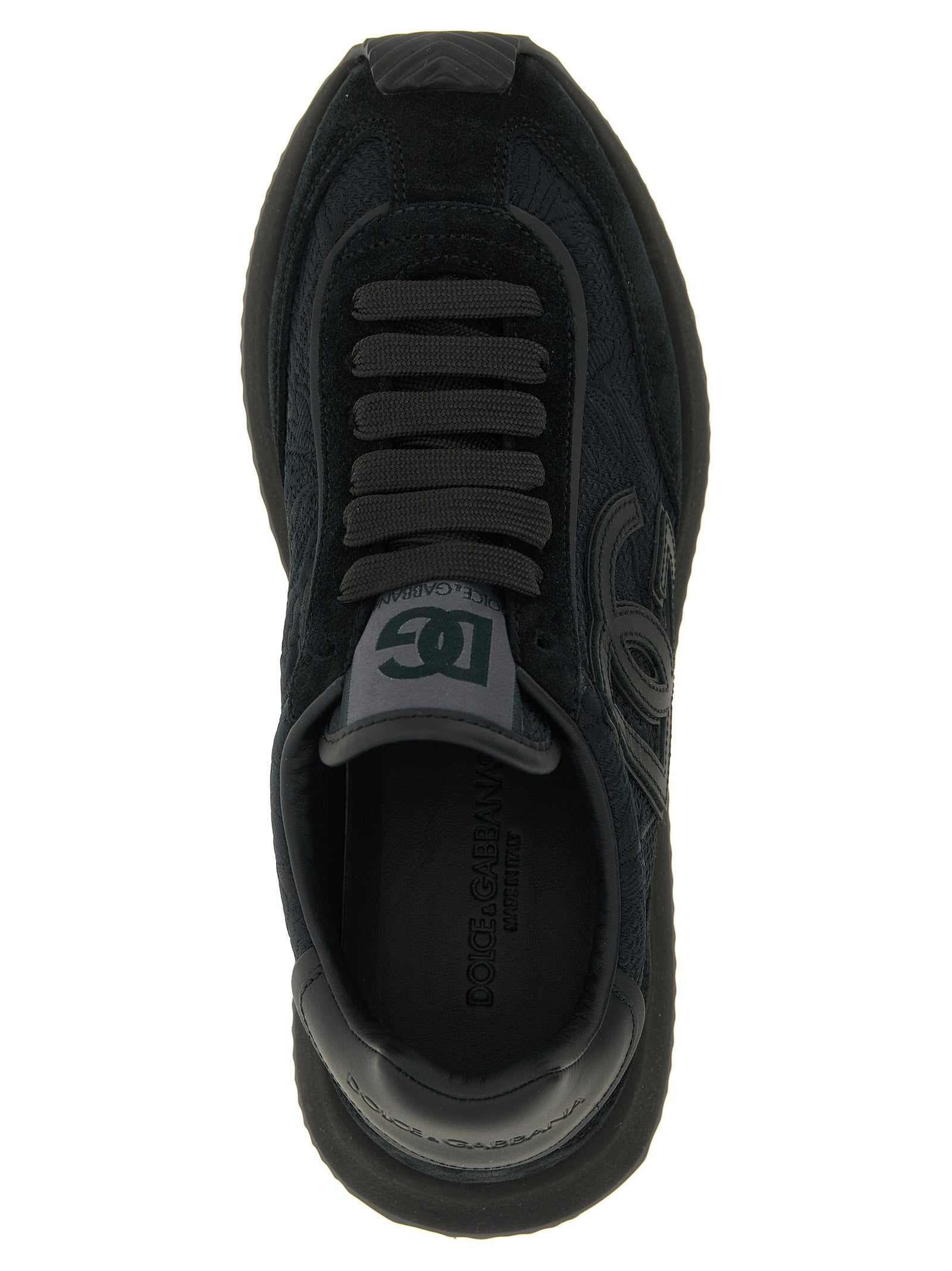 Dolce & Gabbana Schwarze Leder-Sneaker im Athletic-Stil