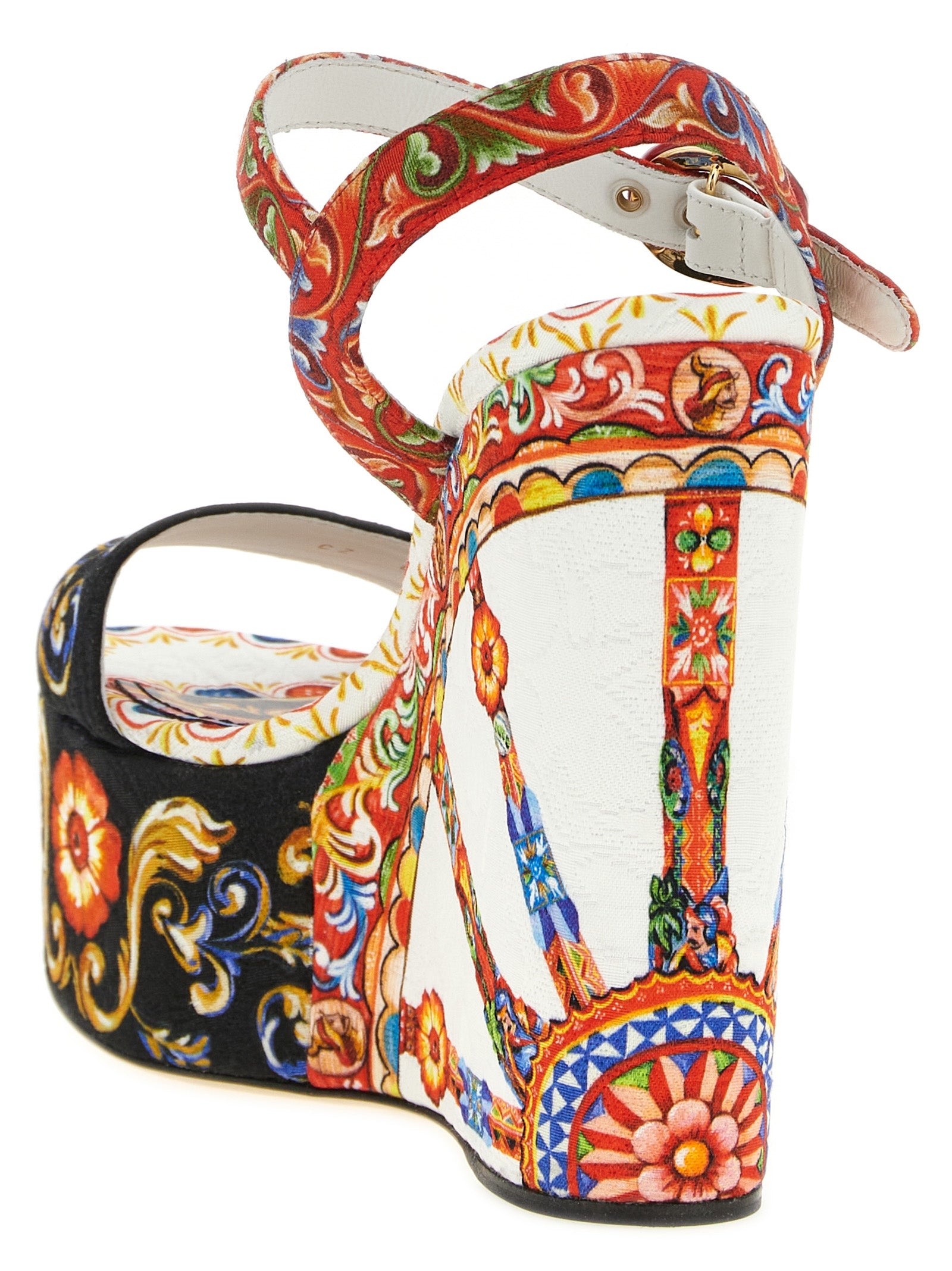 Dolce & Gabbana Keilabsatz-Sandalen aus Viskose in Multicolor