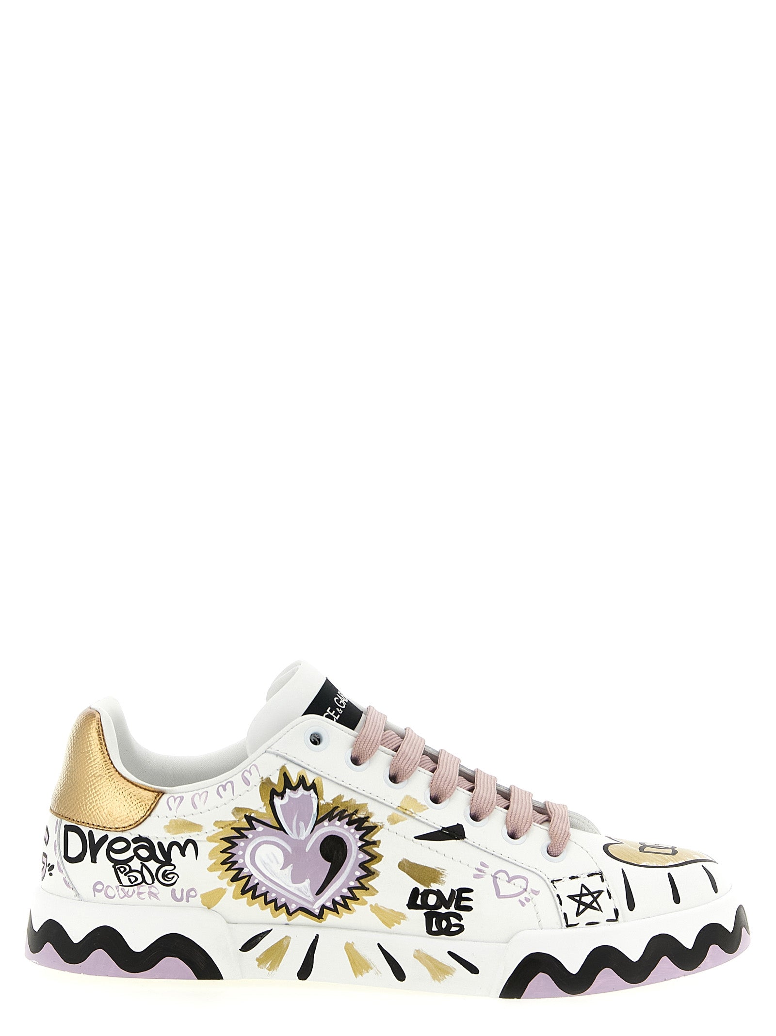 Dolce & Gabbana Mehrfarbige Kalbsleder-Sneaker mit niedrigem Schaft