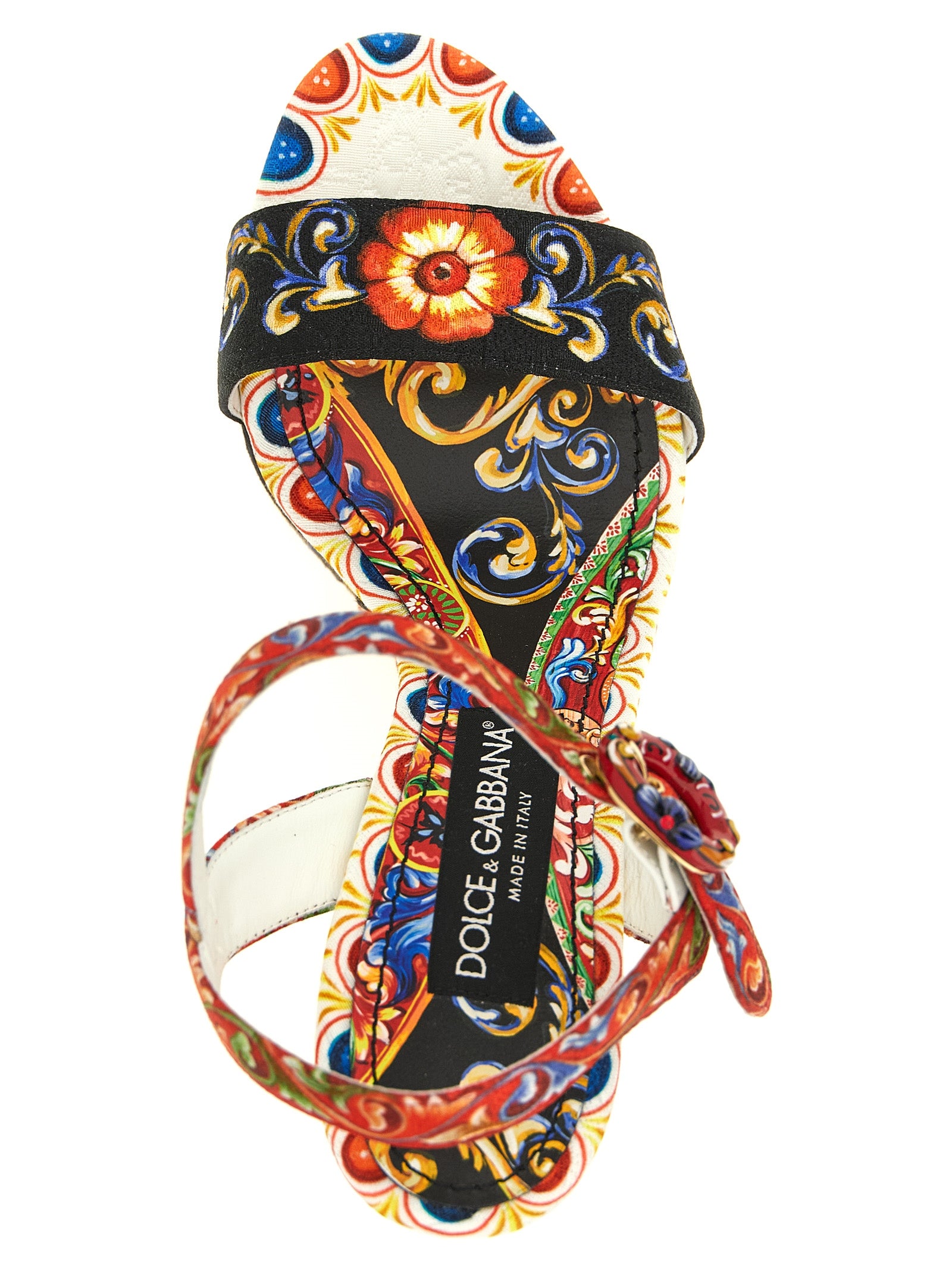 Dolce & Gabbana Keilabsatz-Sandalen aus Viskose in Multicolor