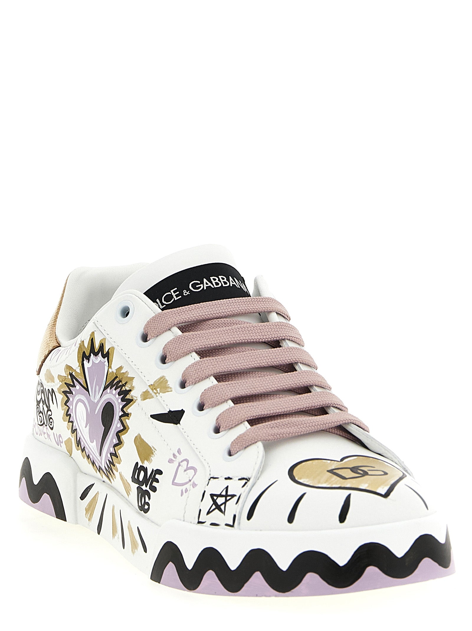 Dolce & Gabbana Mehrfarbige Kalbsleder-Sneaker mit niedrigem Schaft