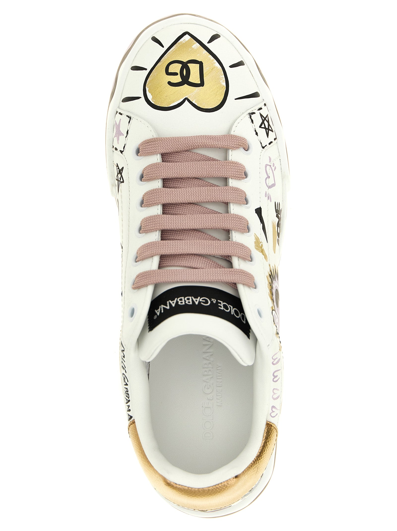 Dolce & Gabbana Mehrfarbige Kalbsleder-Sneaker mit niedrigem Schaft
