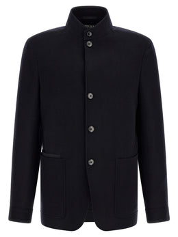 ZEGNA Blaue Kaschmir-Jacke in voller Länge