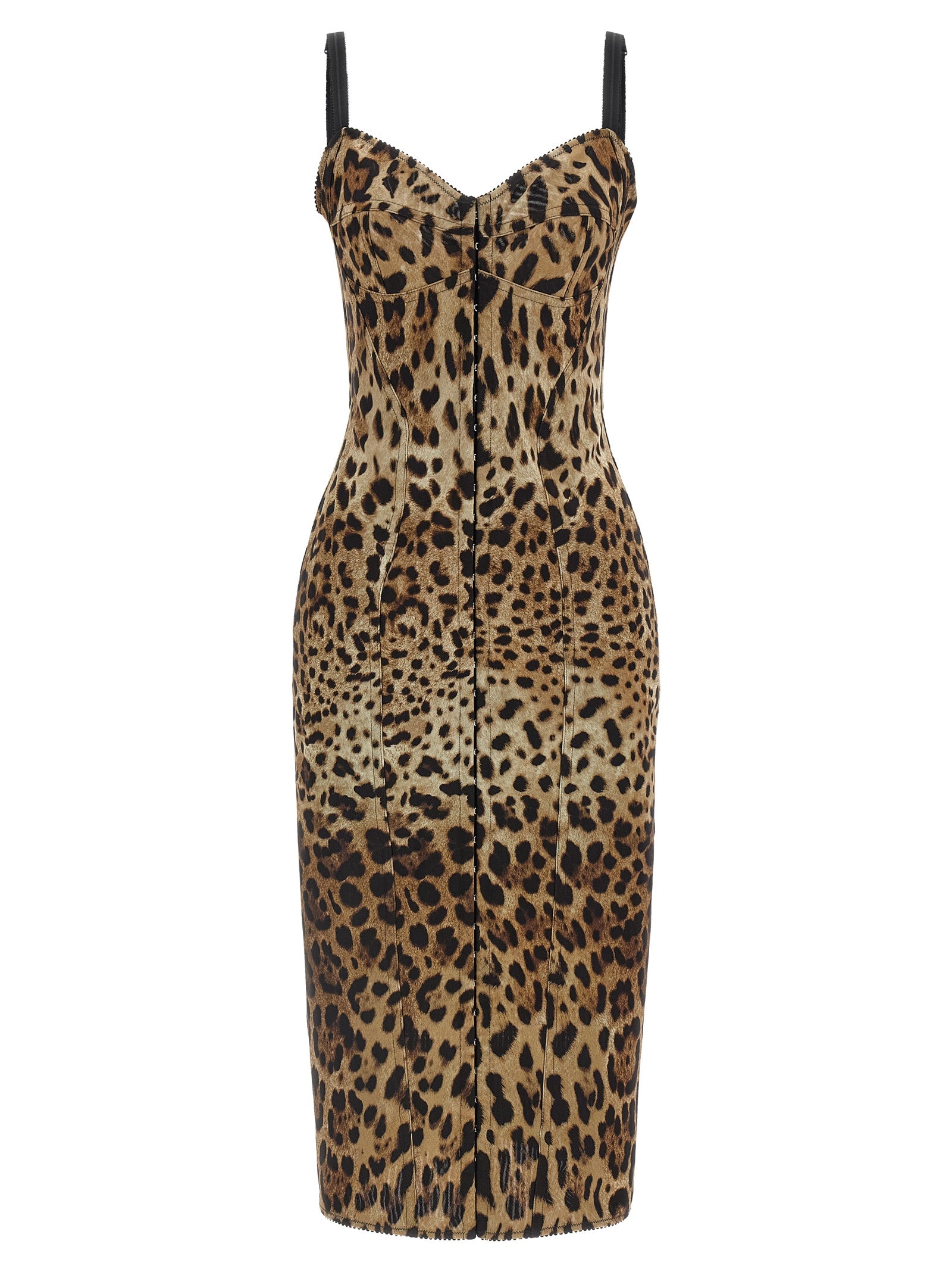 Dolce & Gabbana Braunes Midikleid aus Polyamid