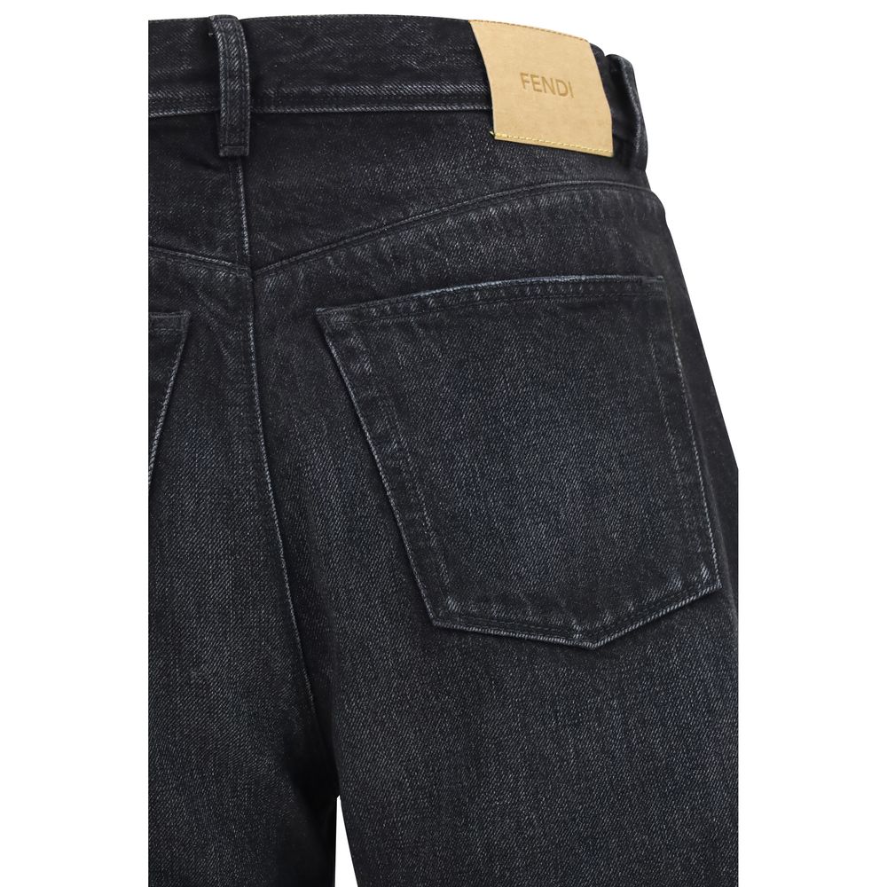Fendi Schwarze Baumwoll-Jeans mit geradem Bein
