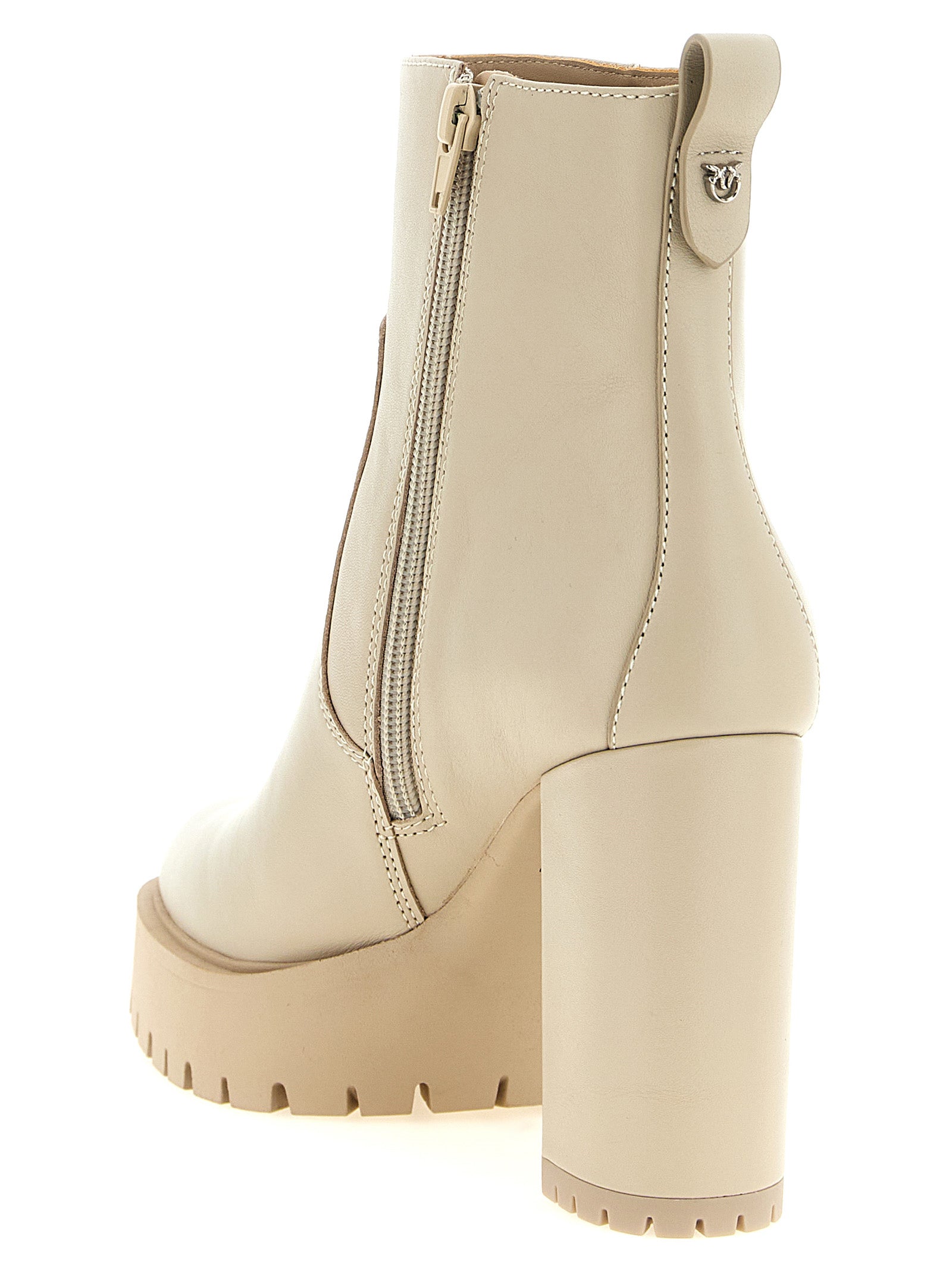 PINKO Weiße Ankle Boots aus Kalbsleder