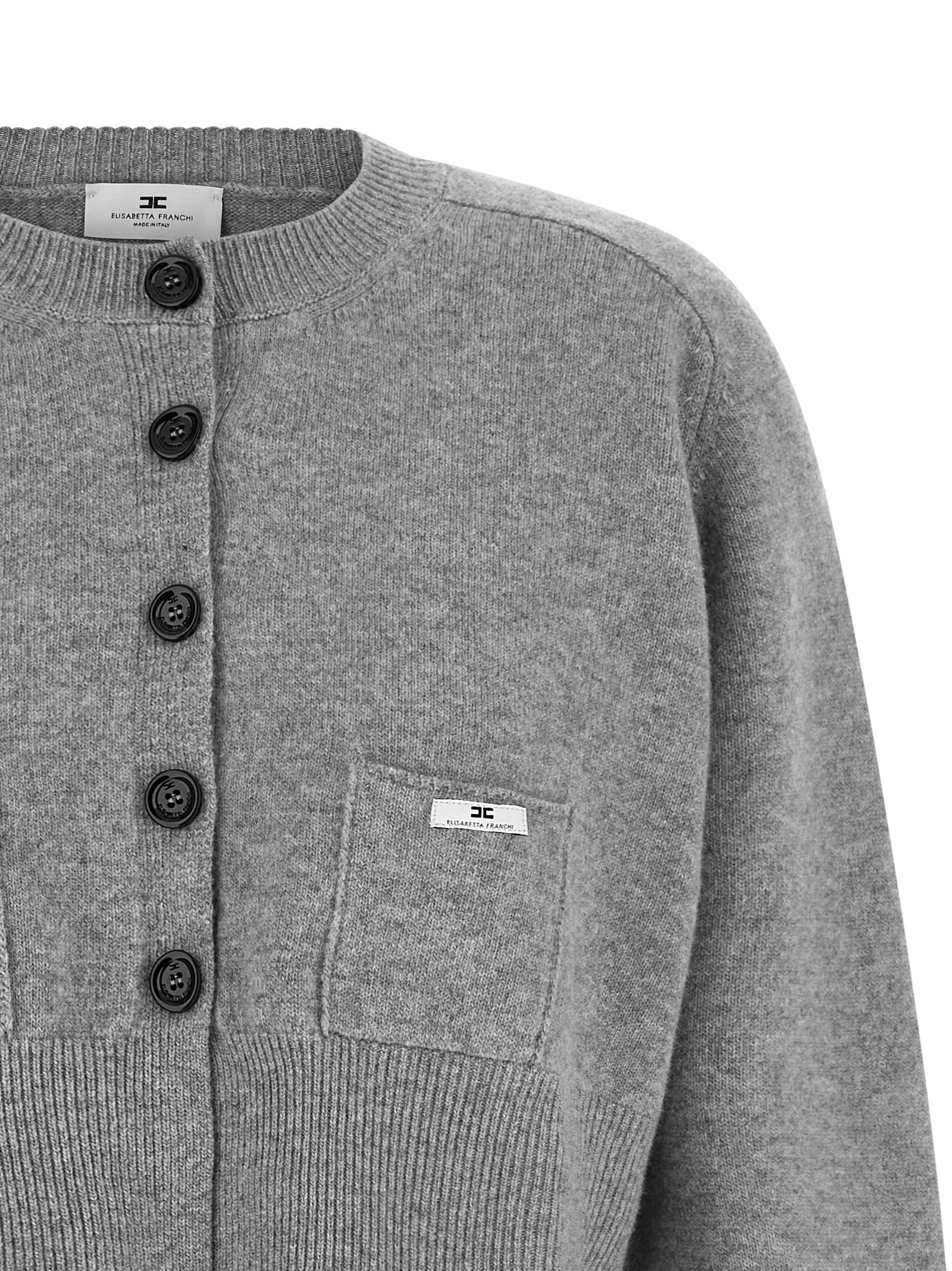 Elisabetta Franchi Grauer Wollcardigan