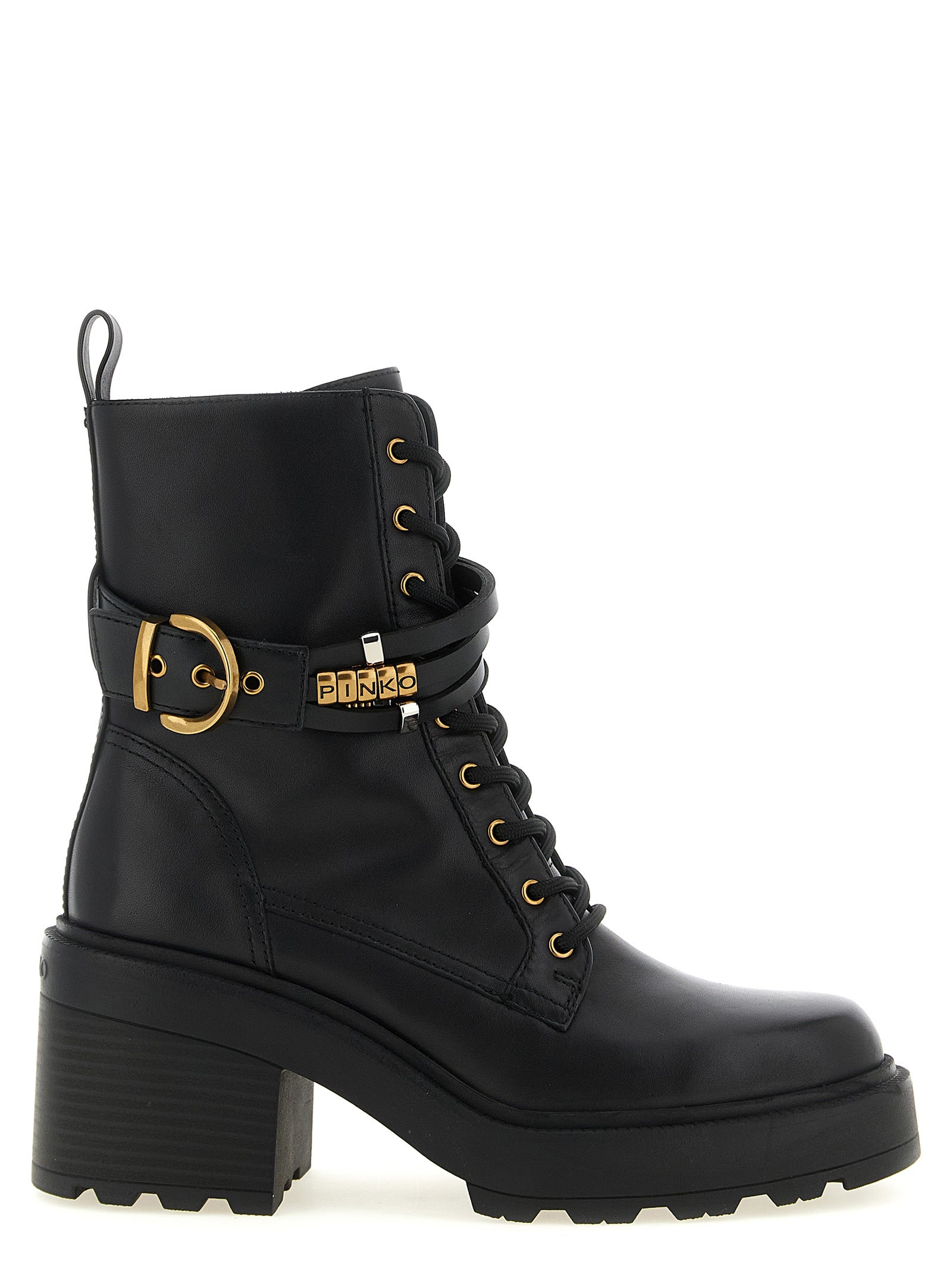 PINKO Schwarze Schnürstiefel aus Rindsleder