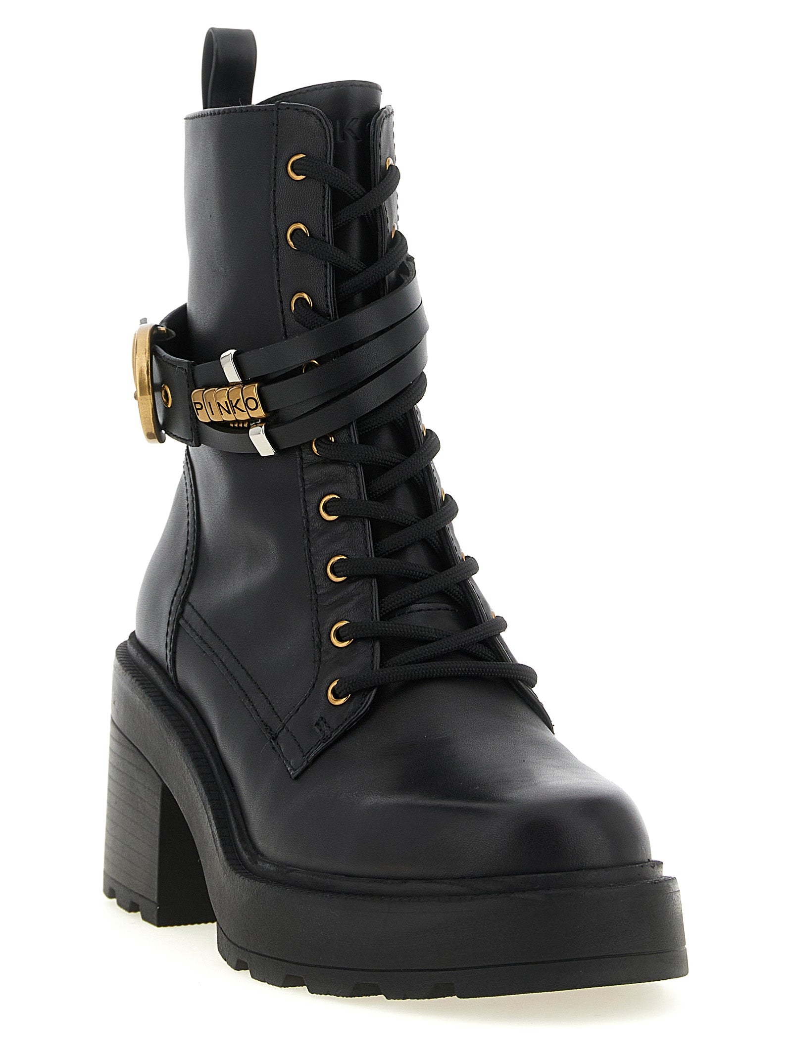 PINKO Schwarze Schnürstiefel aus Rindsleder
