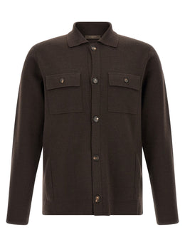 ZANONE Brauner Cardigan aus reiner Schurwolle