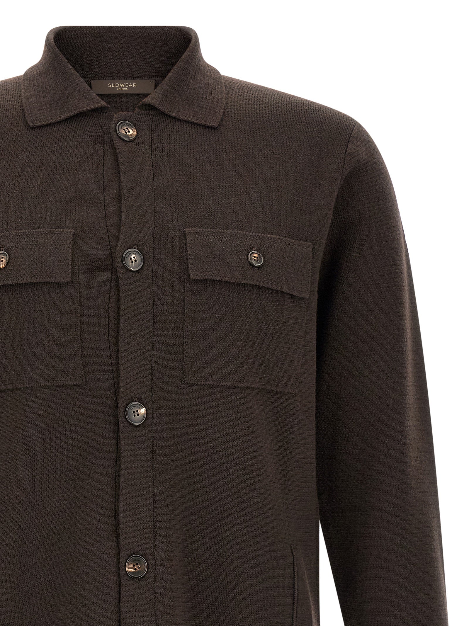 ZANONE Brauner Cardigan aus reiner Schurwolle