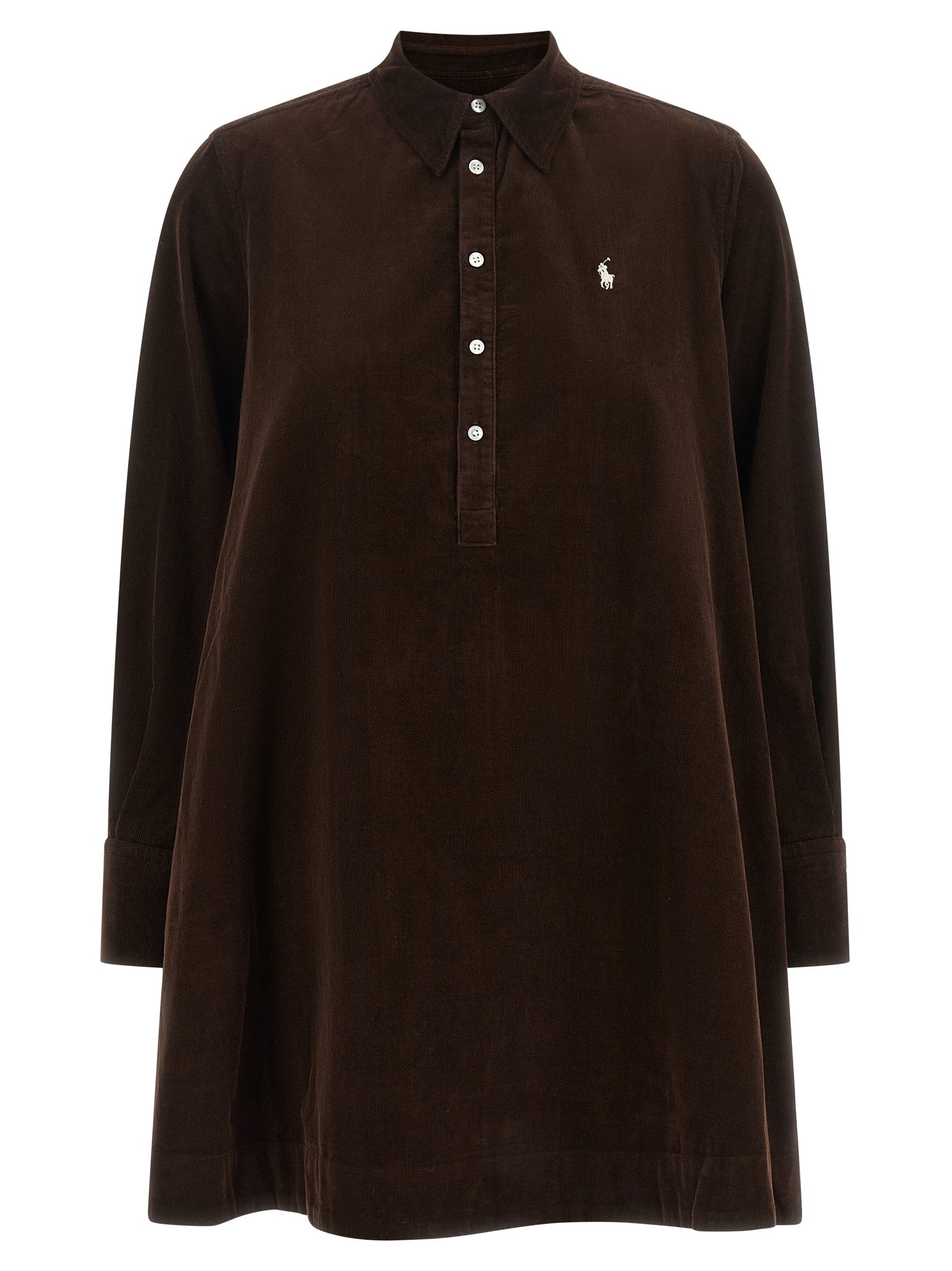 Polo Ralph Lauren Kurzes Kleid aus brauner Baumwolle