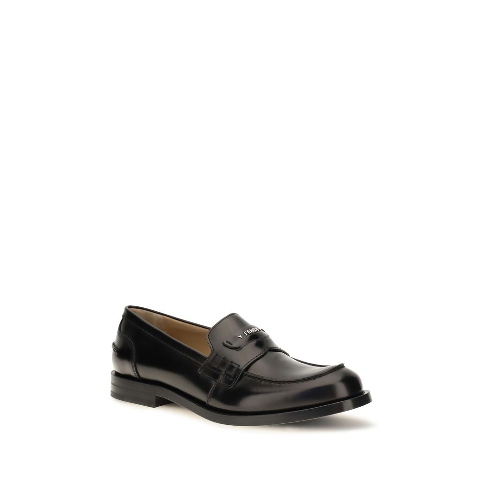 Fendi Schwarze "Bos Taurus" Kalbsleder Loafer zum Hineinschlüpfen