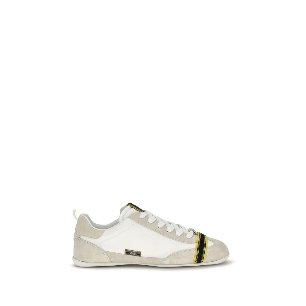 Fendi Graue Stoff-Sneaker mit niedrigem Schaft
