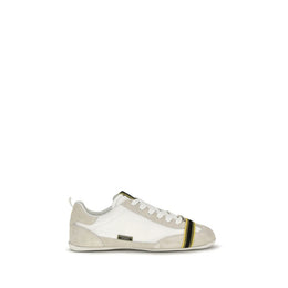 Fendi Graue Stoff-Sneaker mit niedrigem Schaft