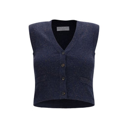 Brunello Cucinelli Blauer Kaschmir-Strickweste