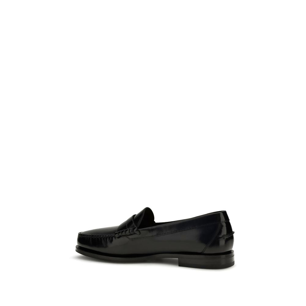 Santoni Schwarze "Bos Taurus" Kalbsleder Loafer zum Hineinschlüpfen