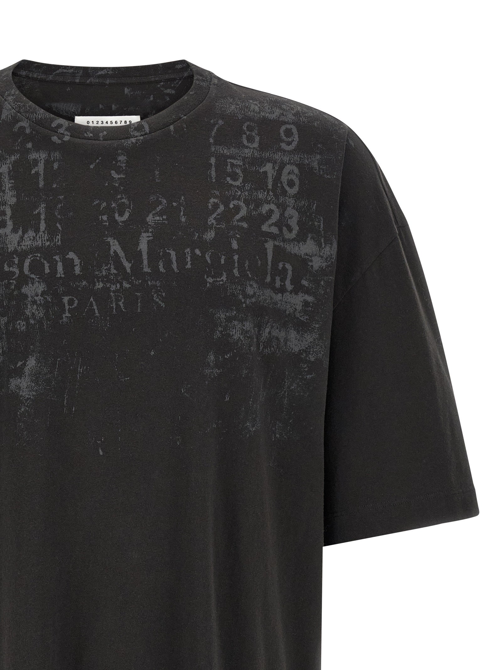 Maison Margiela Schwarzes Langarm-T-Shirt aus Baumwolle