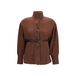 Brunello Cucinelli Brauner Woll Cardigan Oves Aries
