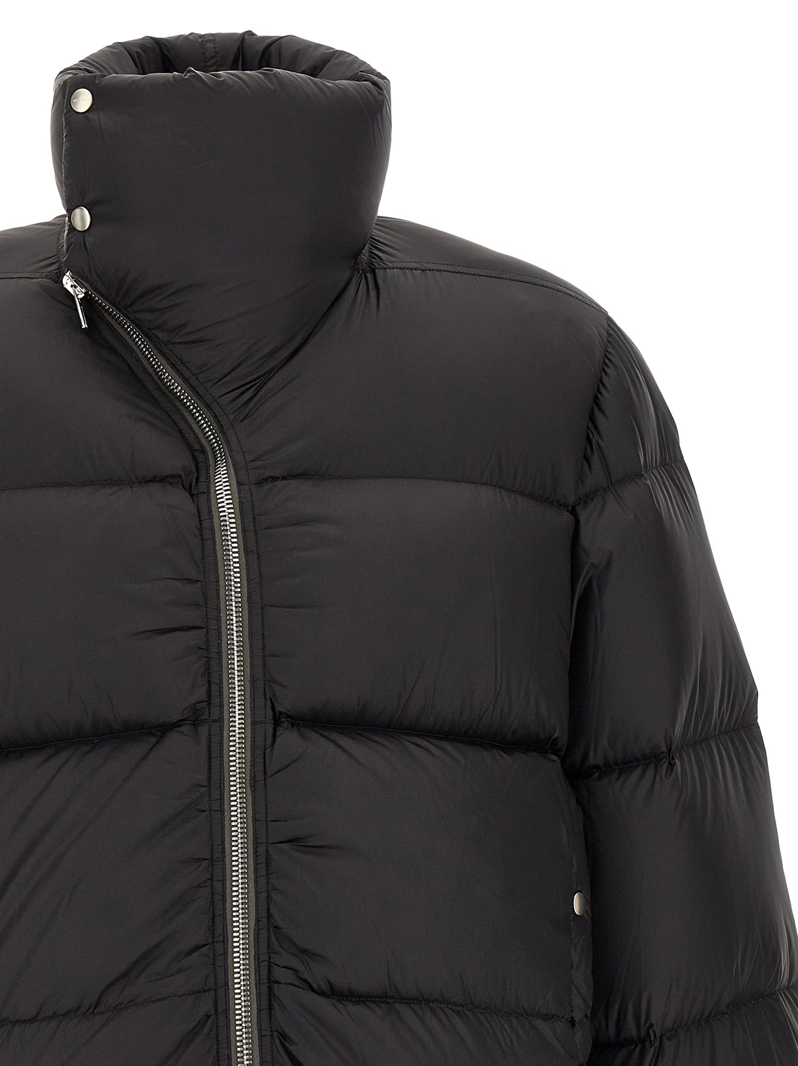 Rick Owens Schwarze Nylon-Jacke in voller Länge