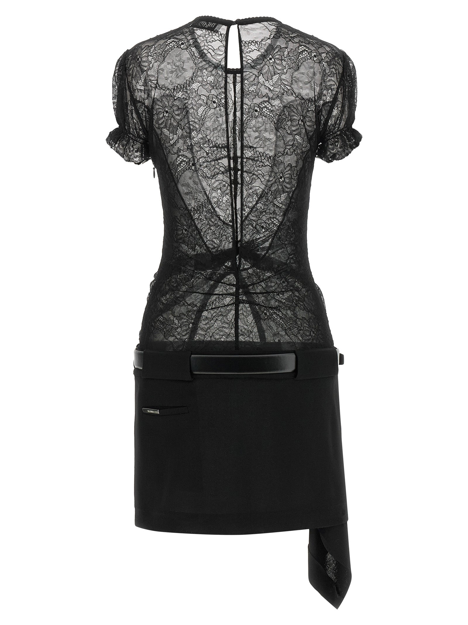 The Attico Kurzes Schwarzes Kleid Aus Polyamid