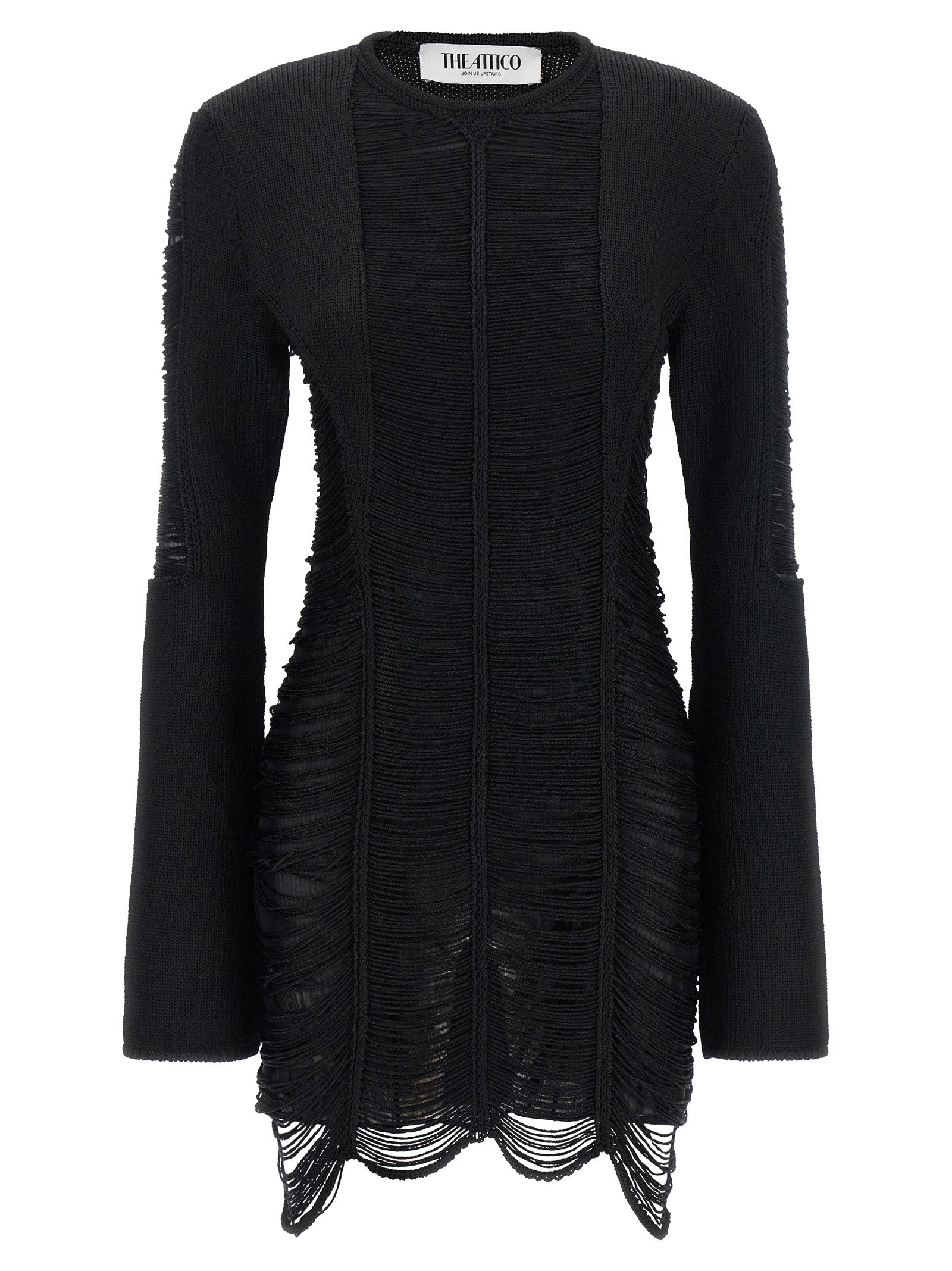 The Attico Schwarzes Viskose-Kurzkleid