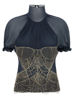 The Attico Blaue Seiden-Tanktops
