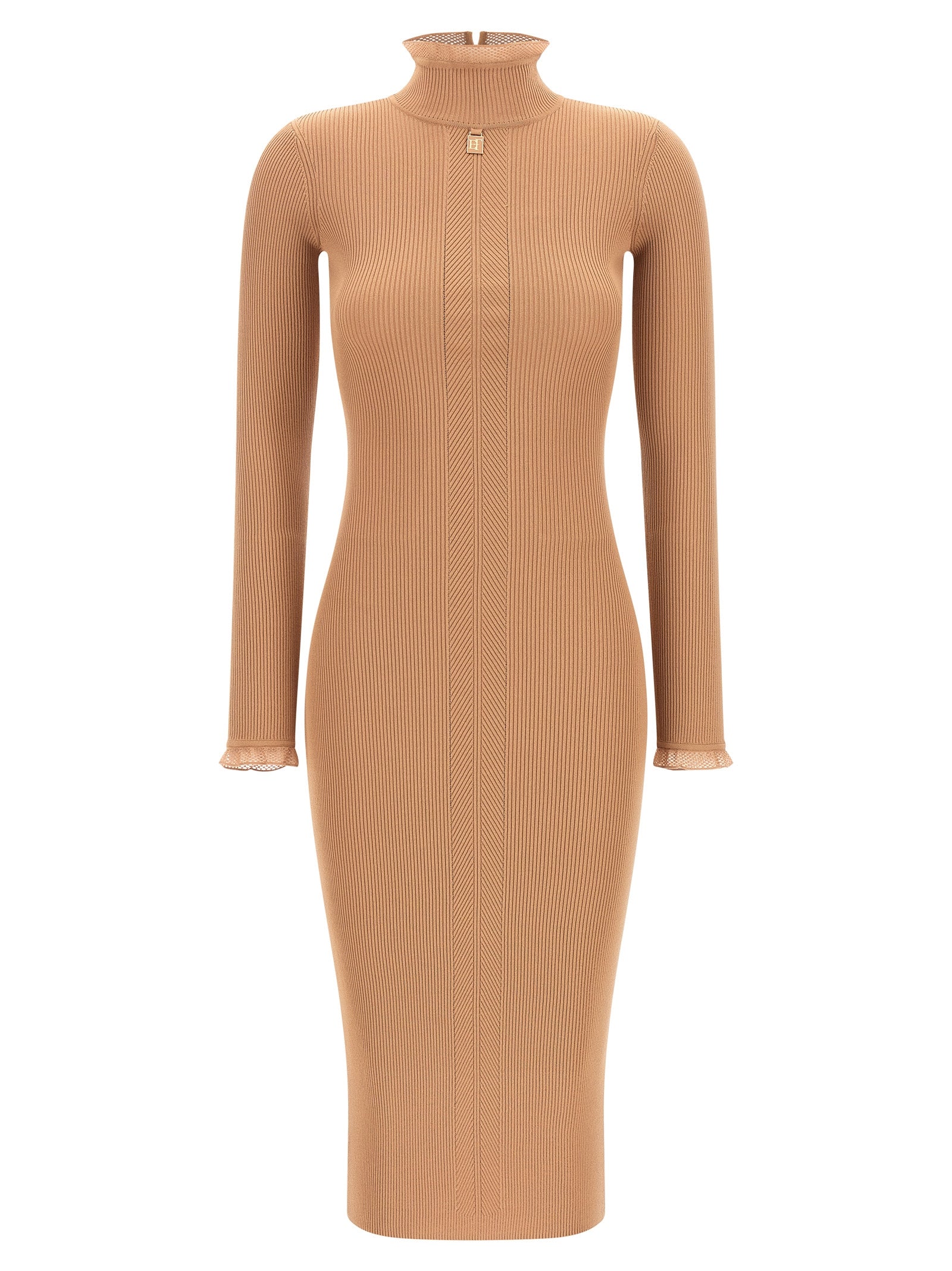 Elisabetta Franchi Beige Viskose Midikleid