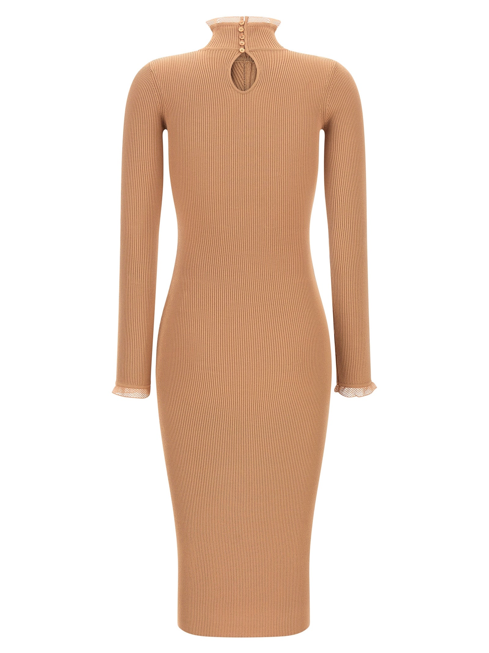 Elisabetta Franchi Beige Viskose Midikleid