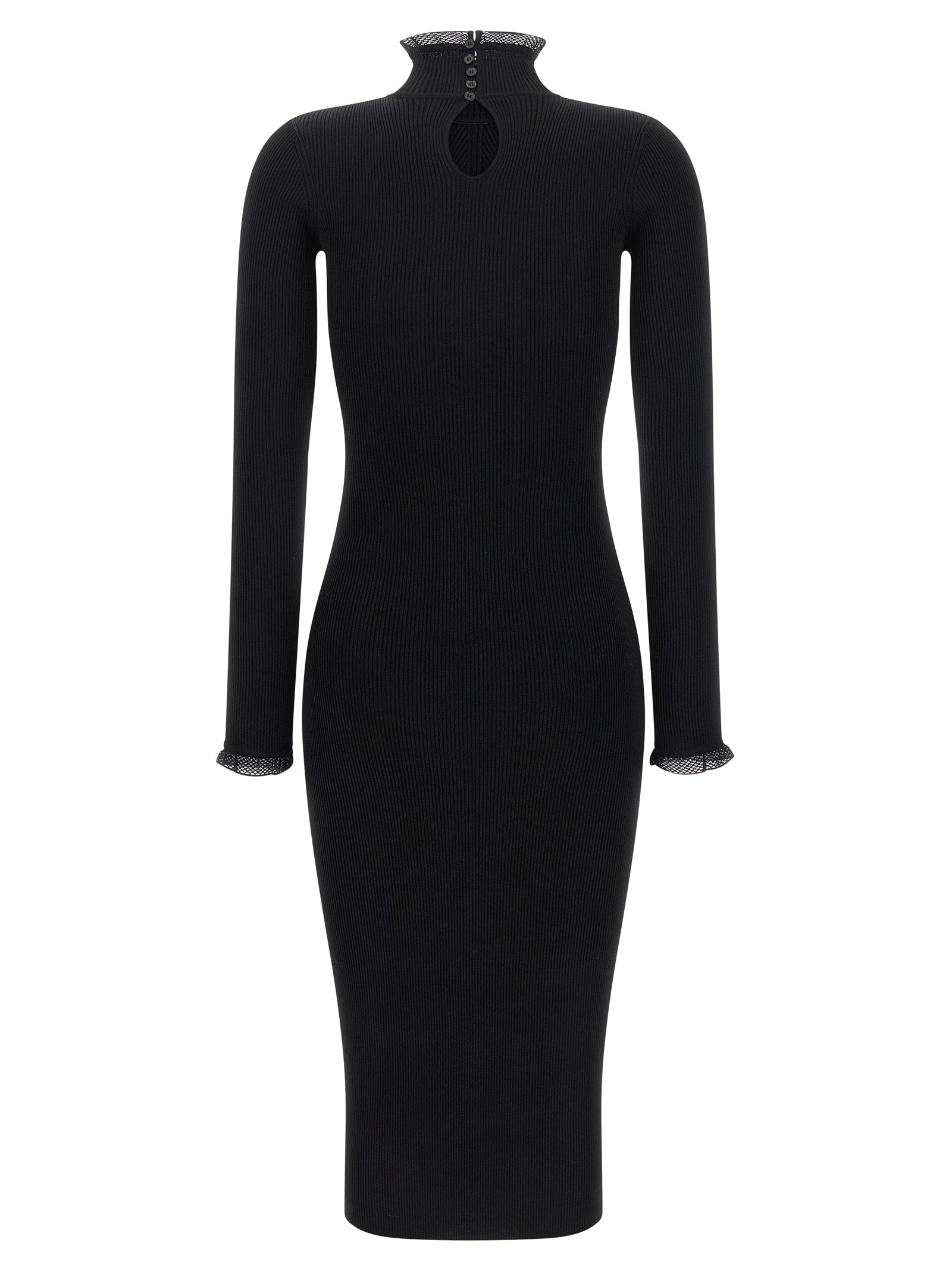 Elisabetta Franchi Schwarzes Midikleid aus Viskose