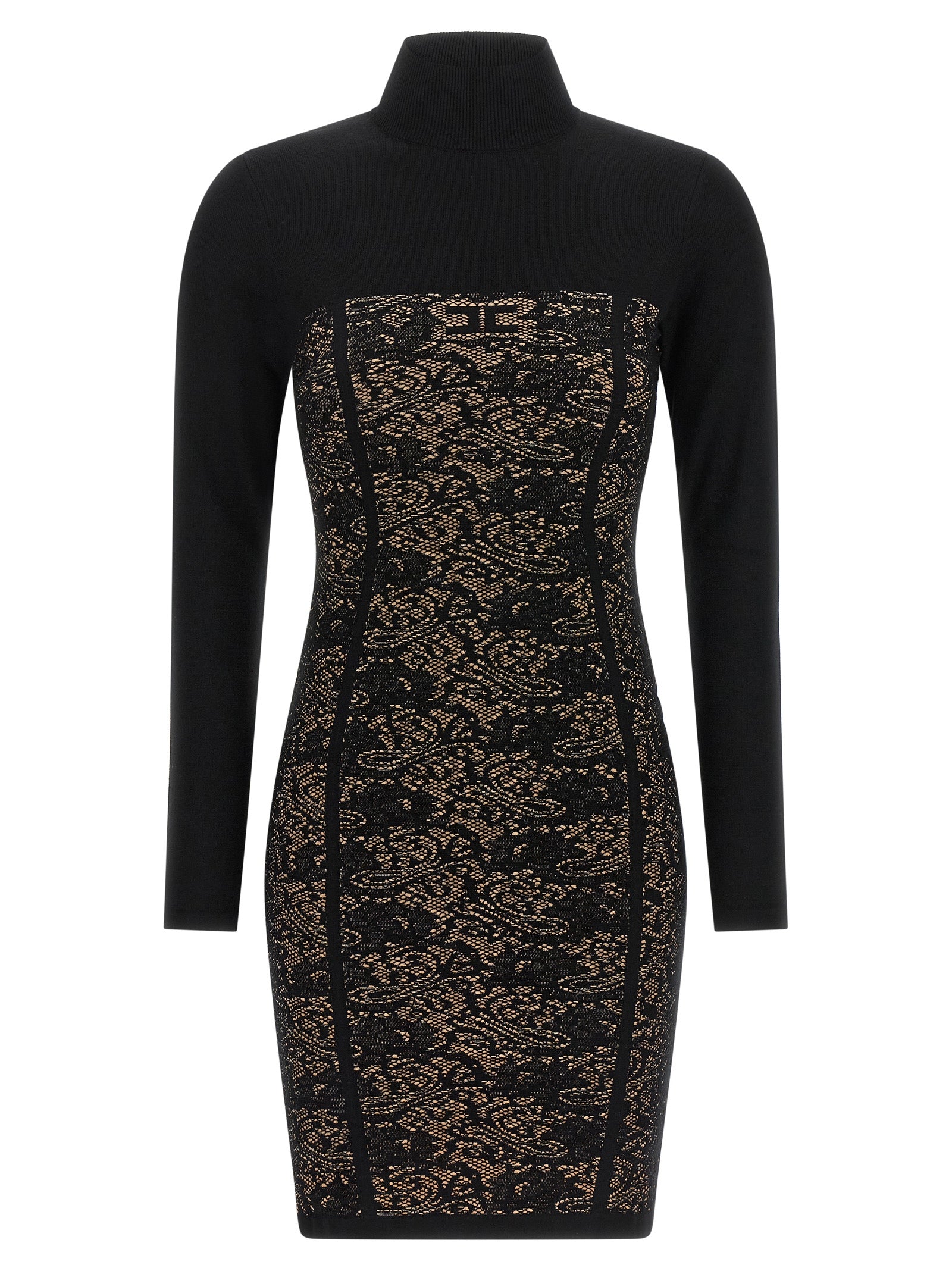 Elisabetta Franchi Schwarzes Viskose-Kurzkleid