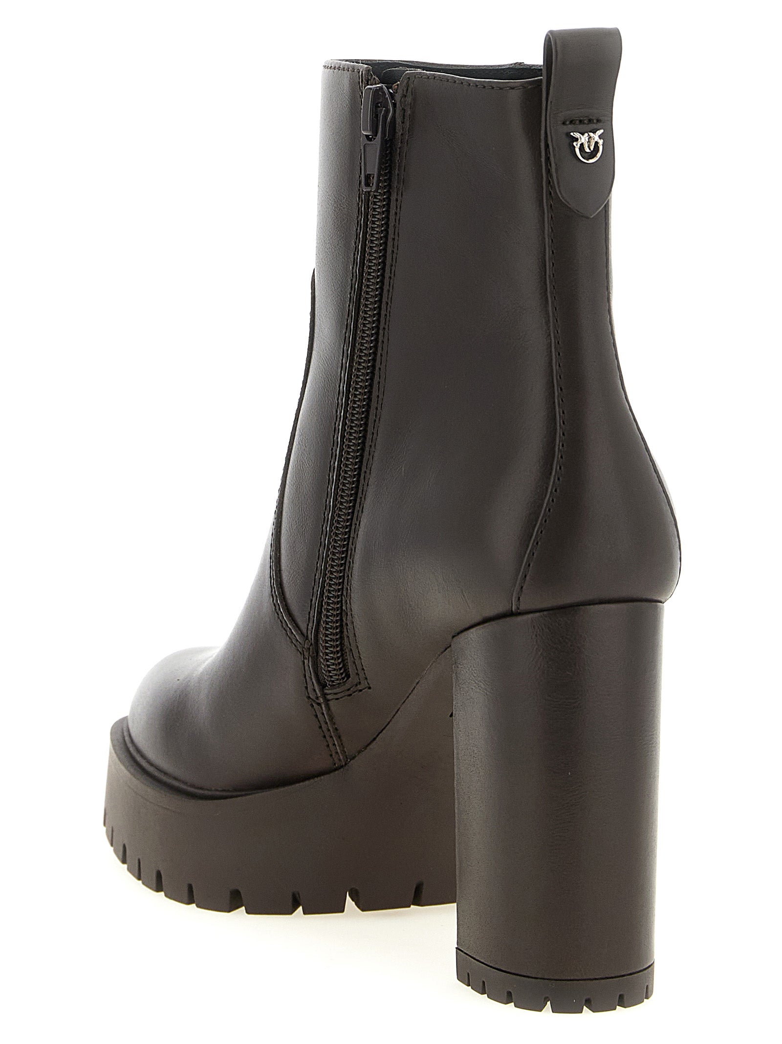 PINKO Braune Ankle Boots aus Rindsleder