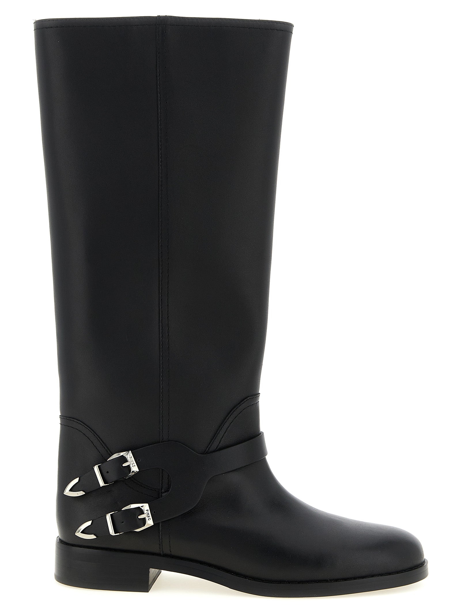 PINKO Schwarze Kuhleder Overknee-Stiefel