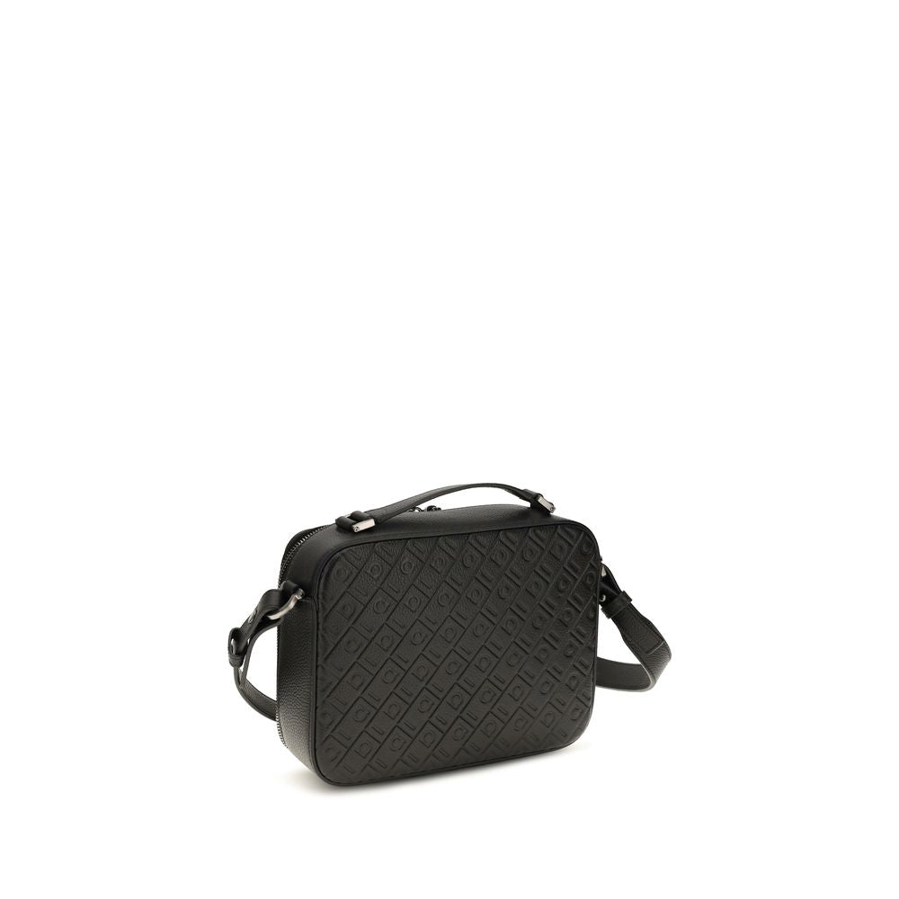Ferragamo Schwarze Bos Taurus Kalbsleder Schultertasche