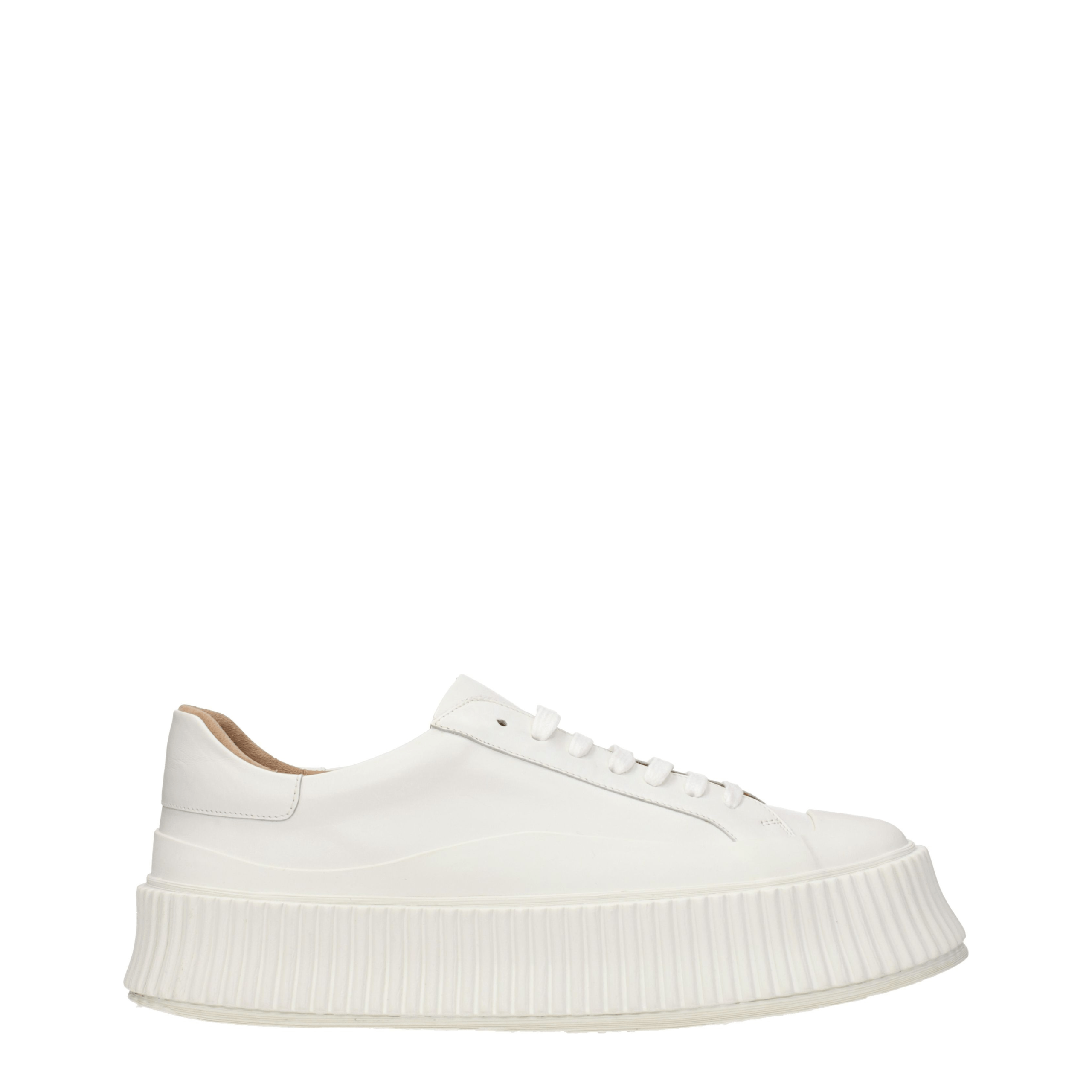 Jil Sander Weiße Leder Plateau-Sneaker