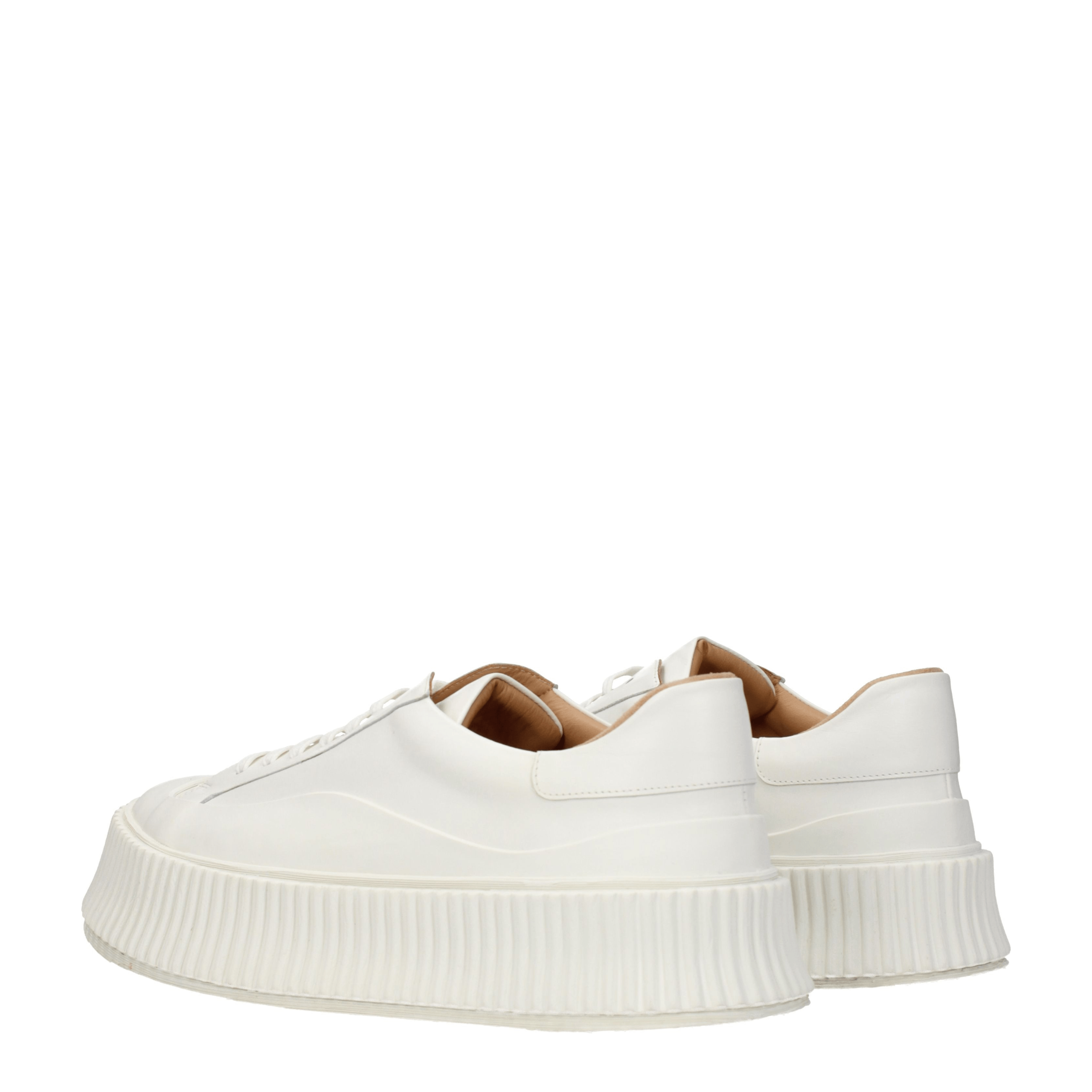 Jil Sander Weiße Leder Plateau-Sneaker