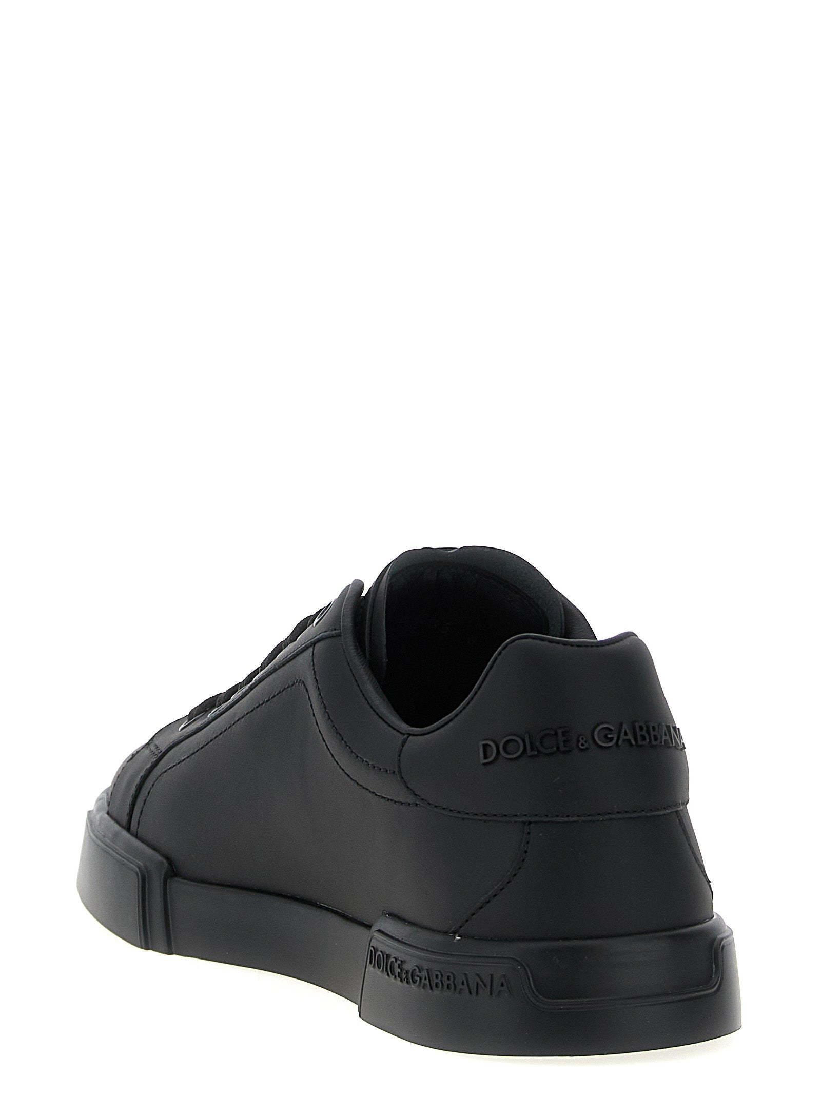 Dolce & Gabbana Schwarze Kalbsleder Low-Top-Sneaker