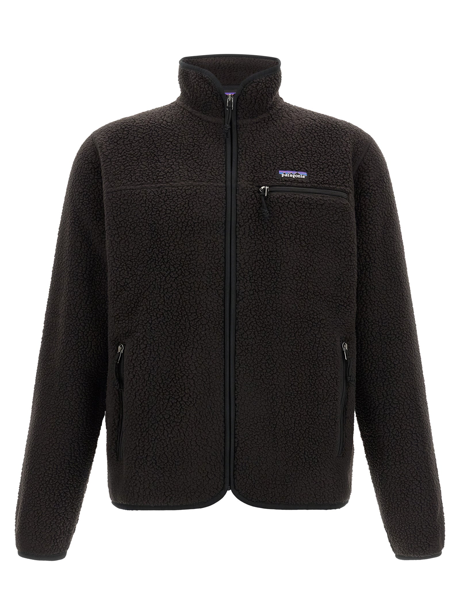 PATAGONIA Schwarze Polyester-Jacke in voller Länge