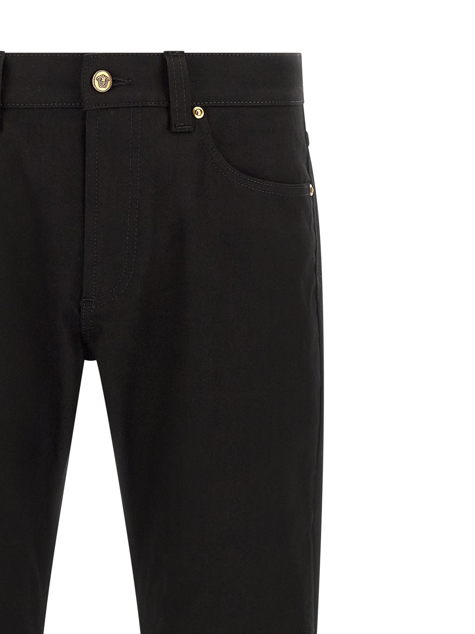 Versace Schwarze Baumwoll-Jeans mit geradem Bein