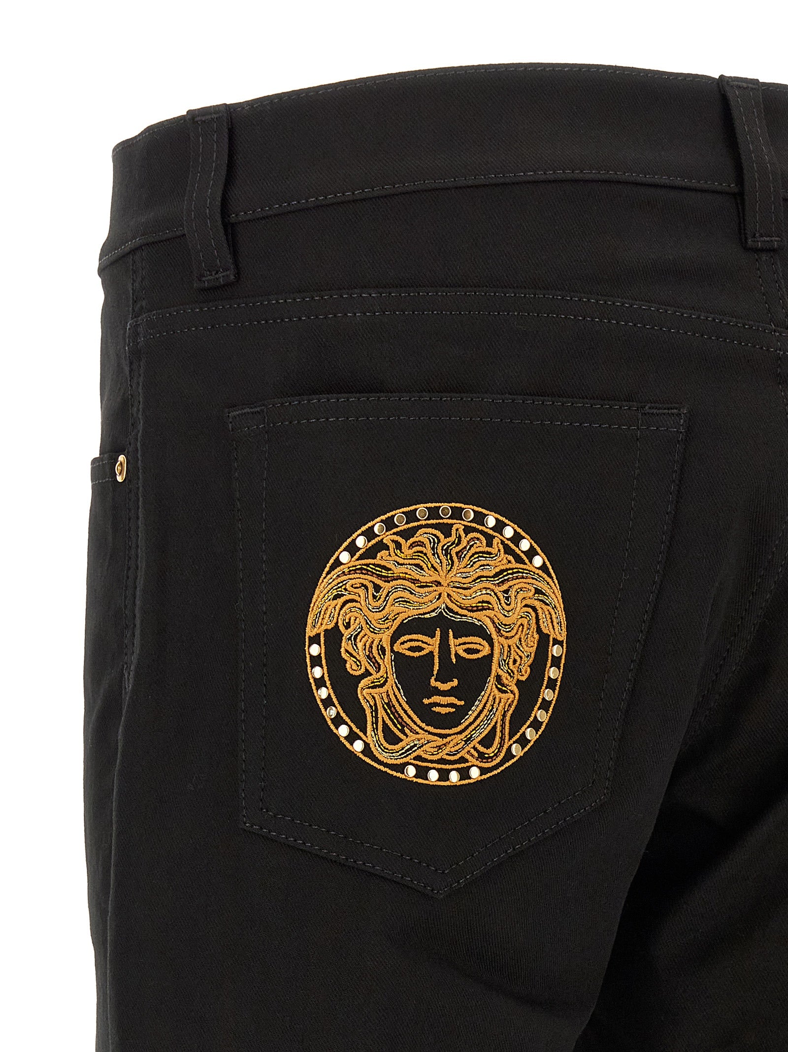 Versace Schwarze Baumwoll-Jeans mit geradem Bein