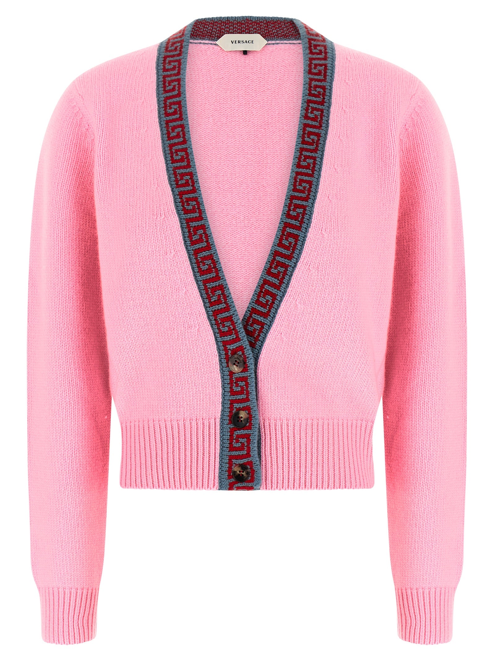 Versace Mehrfarbige Strickjacke aus reiner Schurwolle