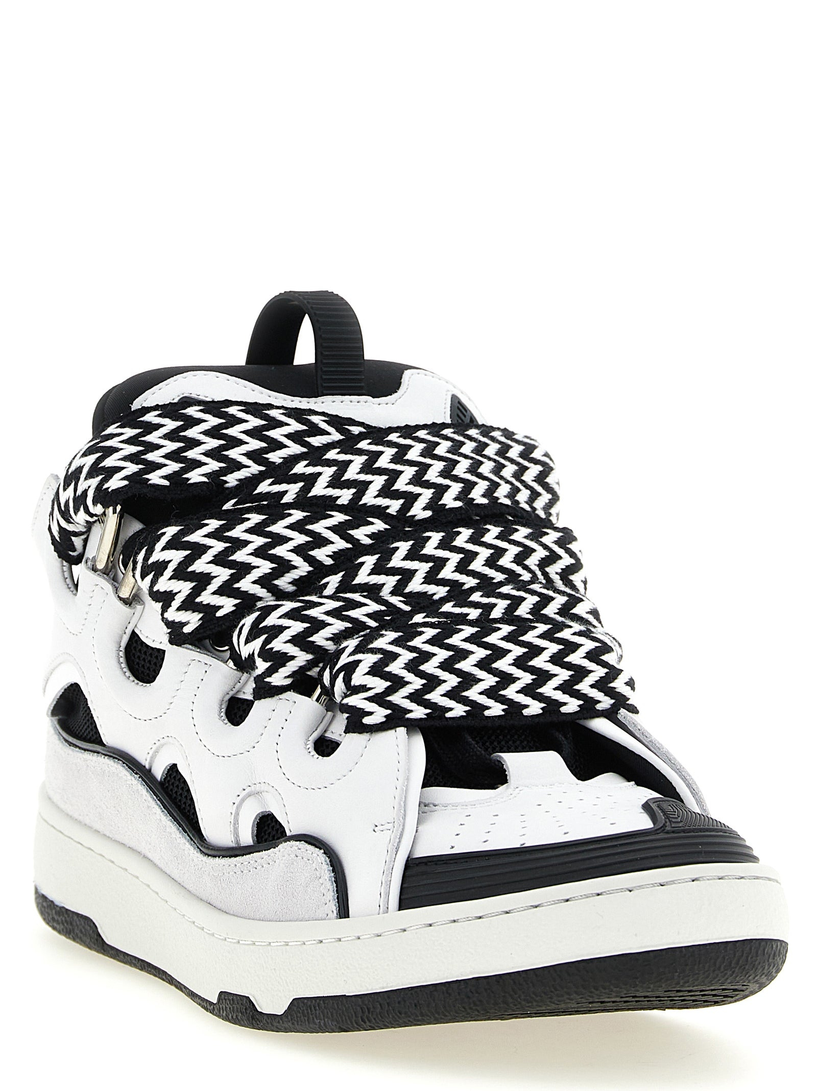 Lanvin Zweifarbige Kalbsleder-Sneaker mit Chunky-Sohle