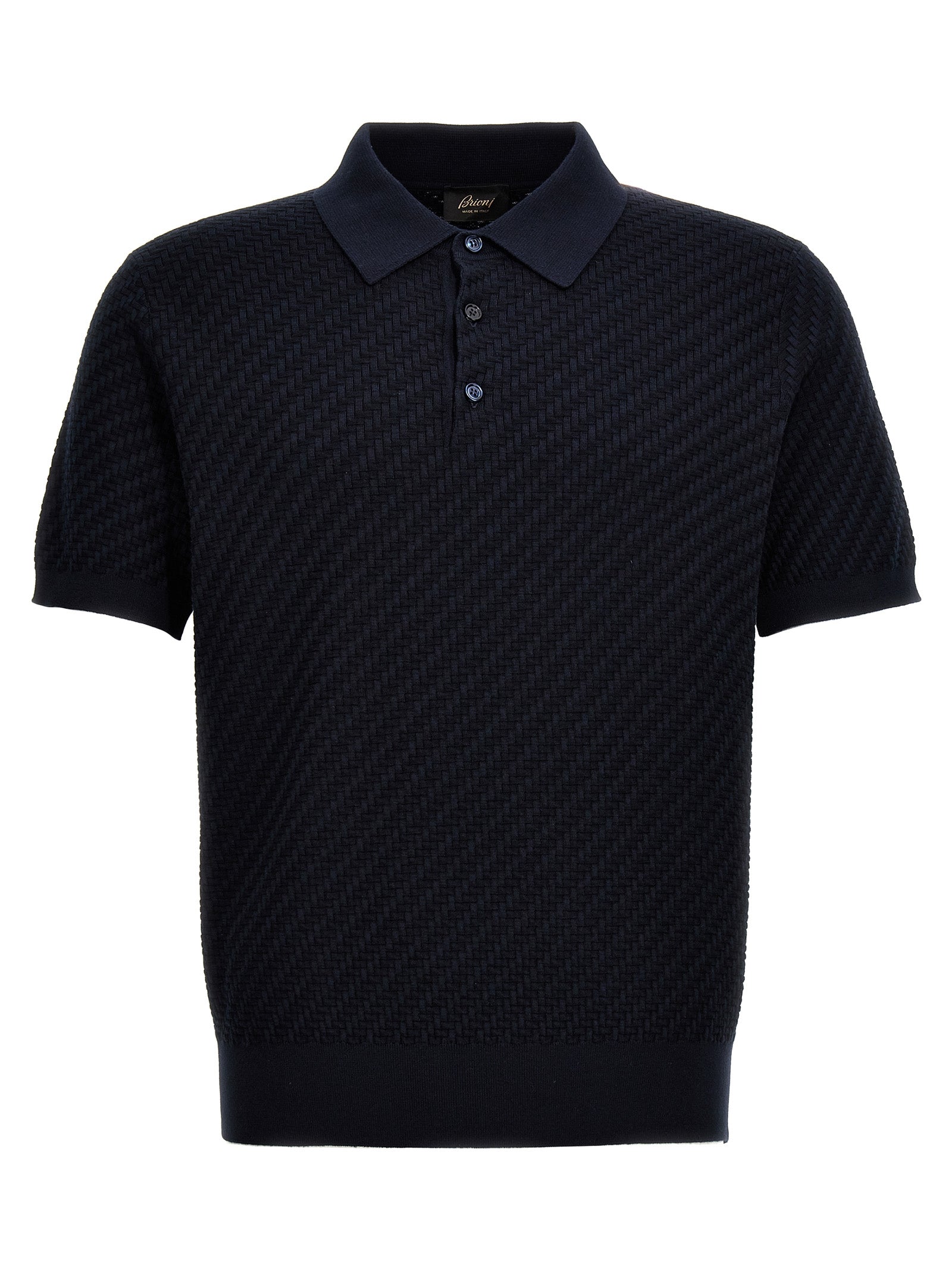 Brioni Blaues Baumwoll-Polohemd